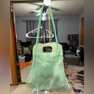 Free People Green Suede Cutout Tote
